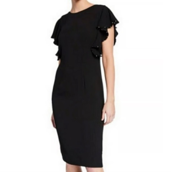 T Tahari Studded Beads Flutter Sleeve Dress, New with Tags - Picture 1 of 7